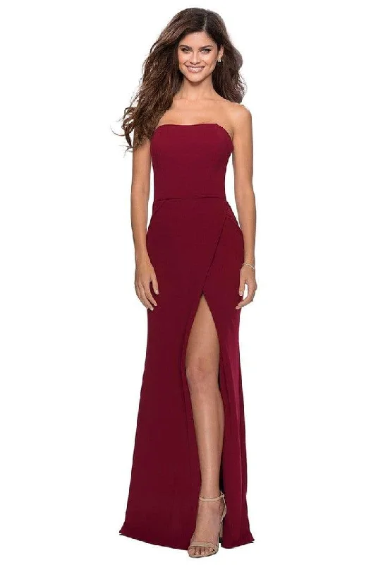 La Femme - Crisscross Strapless Sheath Dress with Slit 28835SC Elegant evening unclassified dresses