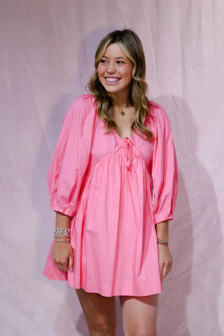 MEET ME IN SANTORINI Dolly Dress - Pink Corsage Casual chic unclassified dresses