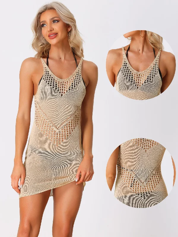 Crochet Hollow Out Bikini Knit Beach Swimsuits Cover Ups Dress Casual chic unclassified dresses