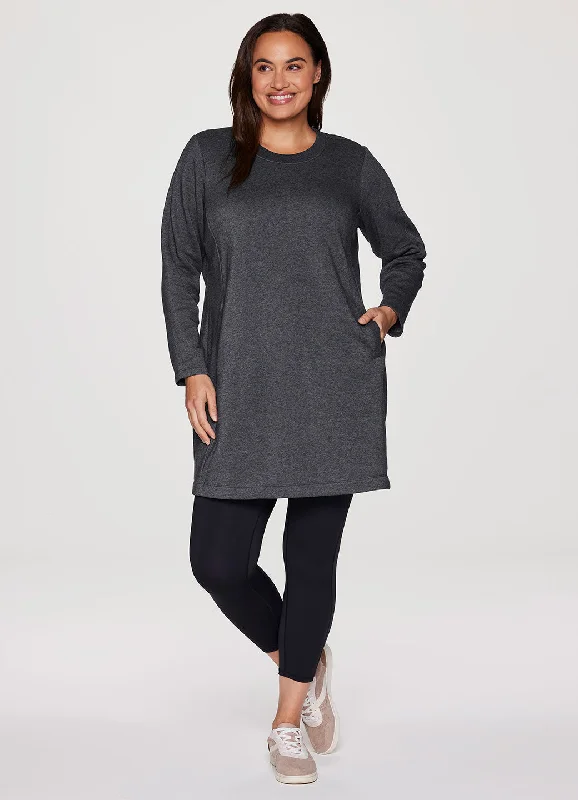 Plus Prime Fleece Crewneck Dress Vacation unclassified dresses