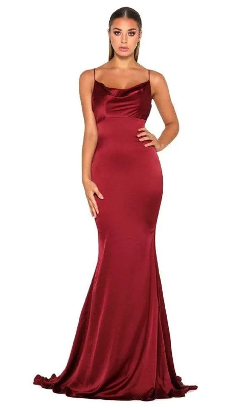 Portia and Scarlett - Dana Gown Cowl Neck Satin Gown Printed unclassified dresses