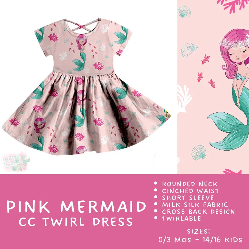 Ready To Ship - Criss Cross Twirl Dresses - Pink Mermaid Kids Twirl Criss Cross Dress Ruffled unclassified dresses