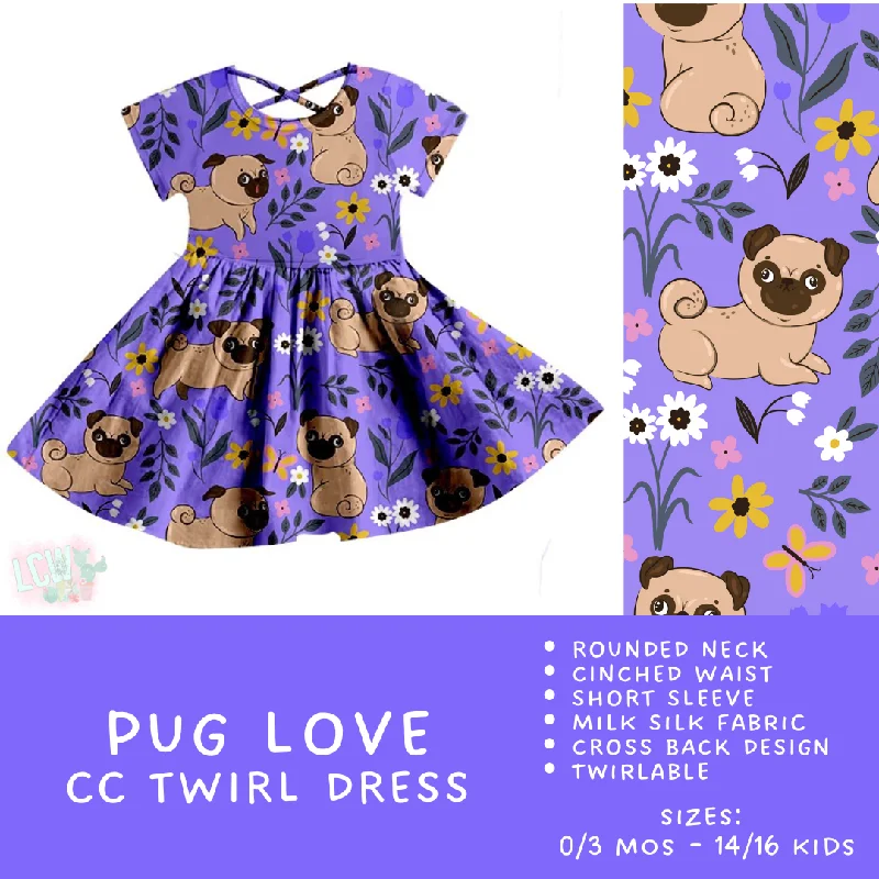 Ready To Ship  - Criss Cross Twirl Dresses - Pug Love Kids Twirl Criss Cross Dress Metallic unclassified dresses