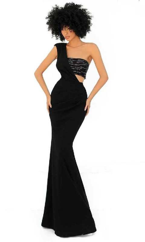 Tarik Ediz - 51058 One Shoulder Draped Bodice Evening Dress Street style unclassified dresses