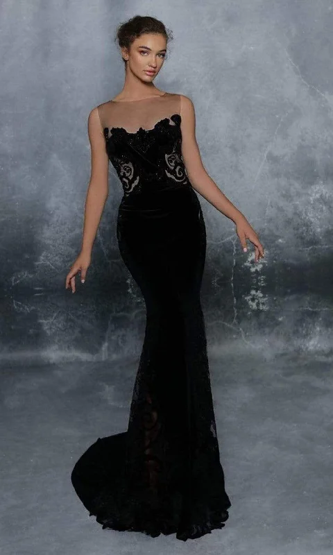 Tarik Ediz - 96081 Illusion Bateau Trumpet Evening Dress Formal unclassified dresses