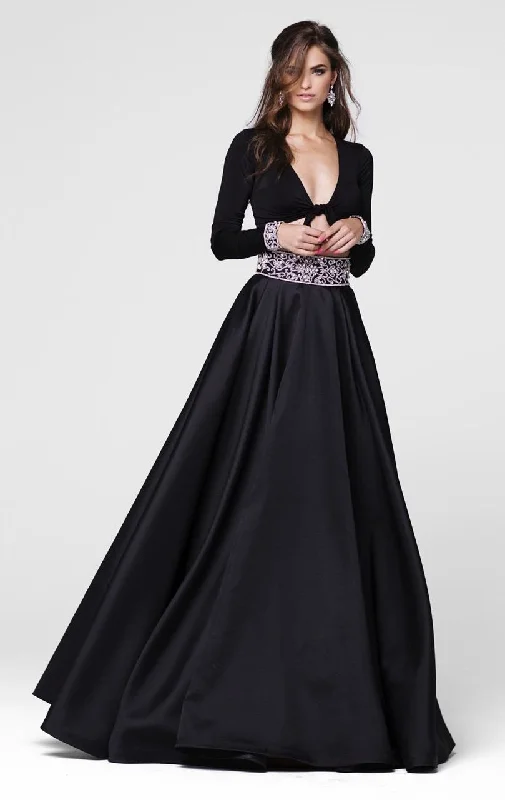 Tarik Ediz - V-Neck A-Line Gown 50018 Monochrome unclassified dresses