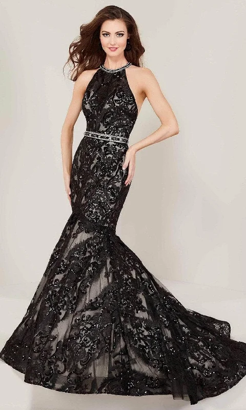 Tiffany Designs - 16336 Beaded Halter Mermaid Evening Gown Dark color unclassified dresses