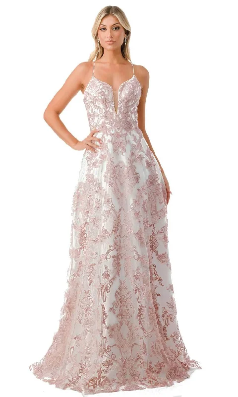 Trevi Collection P2208 - Embroidered A-Line Prom Dress Corset unclassified dresses