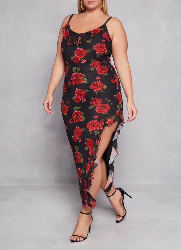 Plus Size Almost Famous Floral Print Asymmetrical Cami Dress Fashion Nova floral dresses