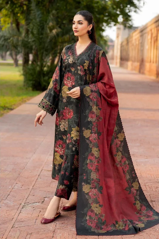 Black Floral Printed Viscose Suit Shein floral dresses