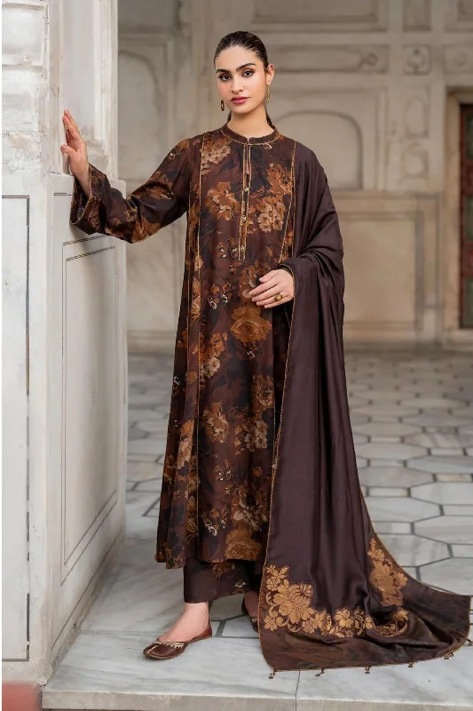 Dark Brown Printed Viscose Suit Anniversary floral dresses