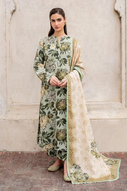 Green Floral Printed Viscose 3PC Suit Wrap floral dresses