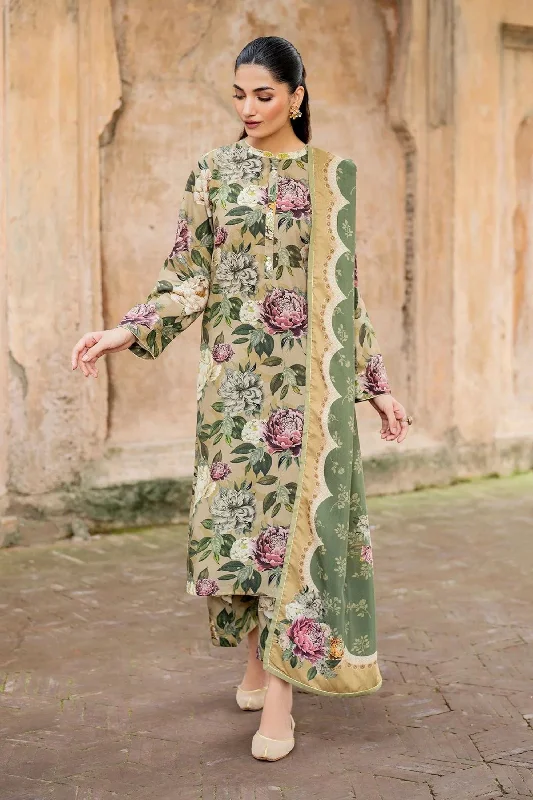 Green Floral Printed Viscose Suit Tiered floral dresses