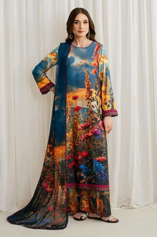 Pakistani Printed Silk Suit Affordable floral dresses