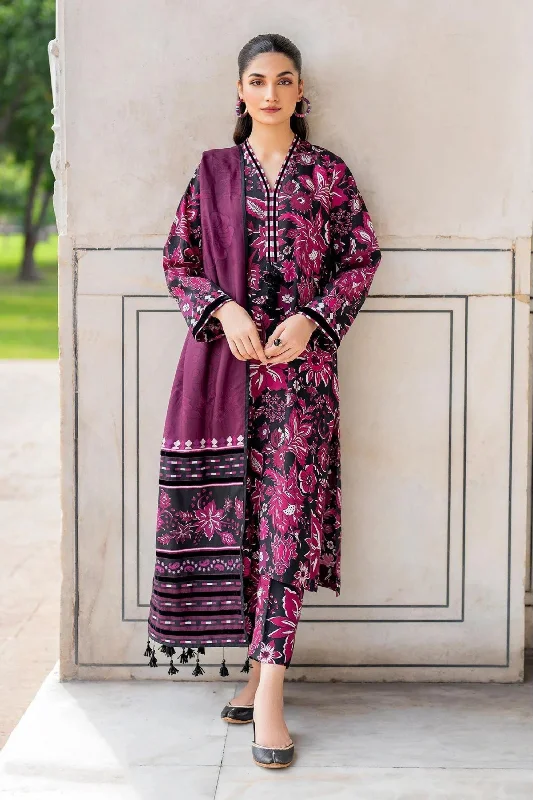 Purple Black Printed Viscose Suit Sexy floral print dresses