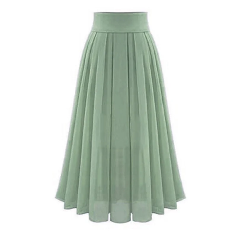 Chiffon High Waist Lace up Hip Long Skirt Maxi Skirt Chic