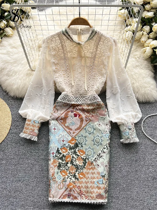 Pbong  mid size graduation outfit romantic style teen swag clean girl ideas 90s latina aestheticSplice Lace Embroidery Women Dress Summer  Temperament Elegant Zipper Long Sleeves Ladies A Line Slim Chic Dresses Off-the-shoulder Lace