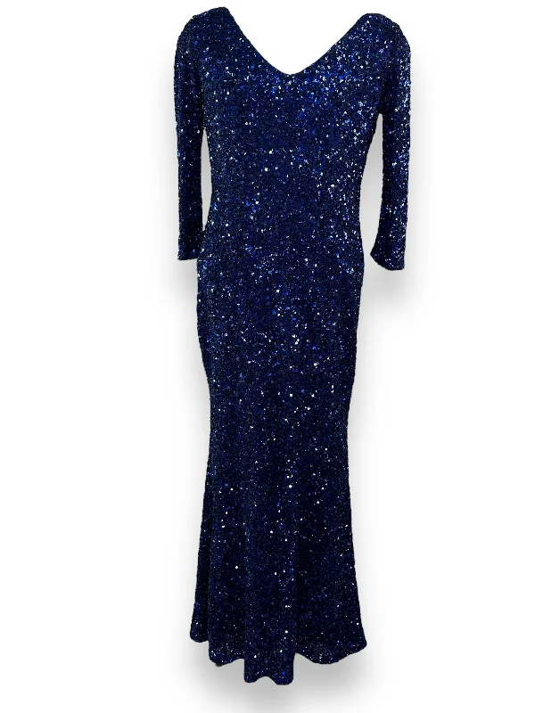 1990s Gigi’s Closettè Glenview Navy Blue Sequin Dress Sequin Evening Dress