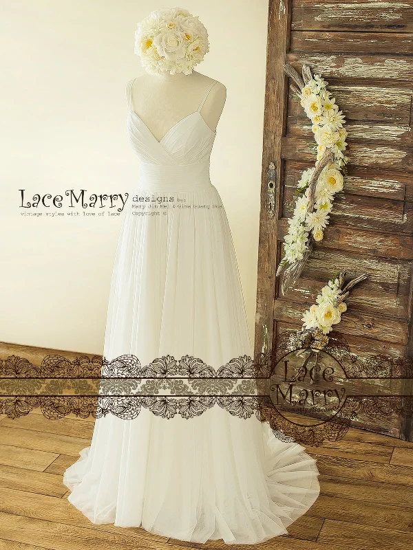 Boho Summer Wedding Dress from Soft Tulle in A Line Shape Tulle Dress Classic