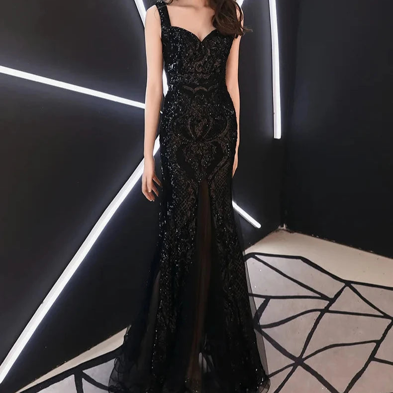 Lydia Sweetheart Mermaid Sequined Dress Elegant Sequin Gown