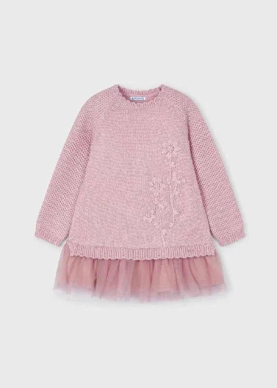 Rose Tulle Sweater Dress by Mayoral White Tulle Dress