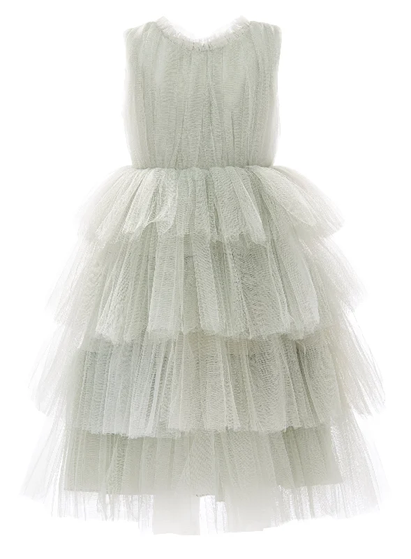 Green Farvue Tiered Tulle Dress Tulle Dress Silhouette