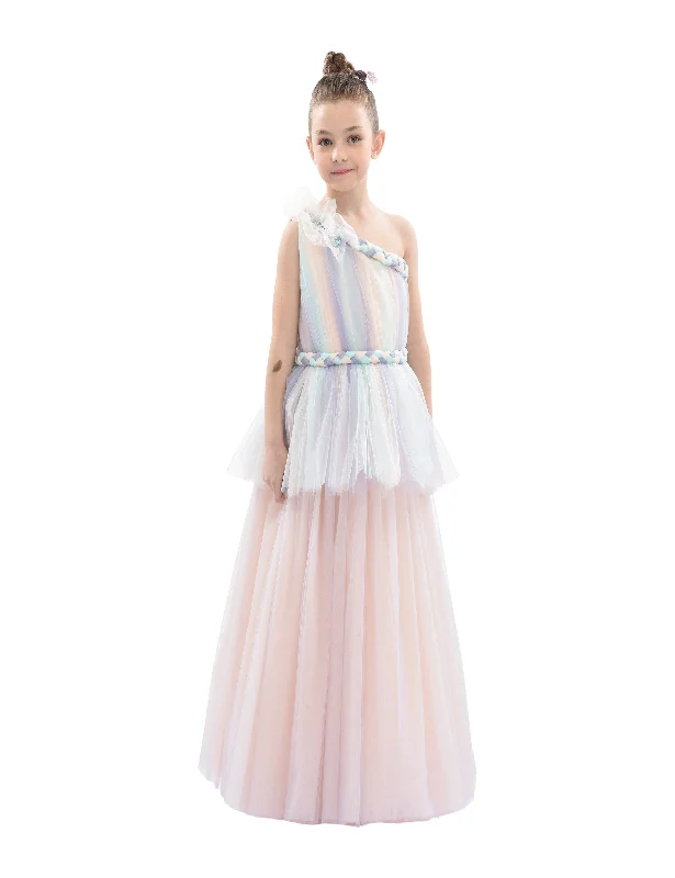 Multicolor Apollo Iridescent Tulle Gown Tulle Dress Flare