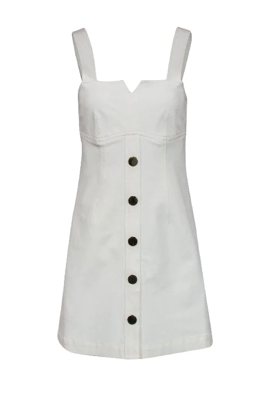 Derek Lam - White Denim Bodycon Button-Front Dress Sz 2 Elegant Slim Bodycon