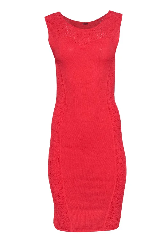 Elie Tahari - Coral Knit Pinhole Cutout Bodycon Dress Sz P Stylish Bodycon Dress