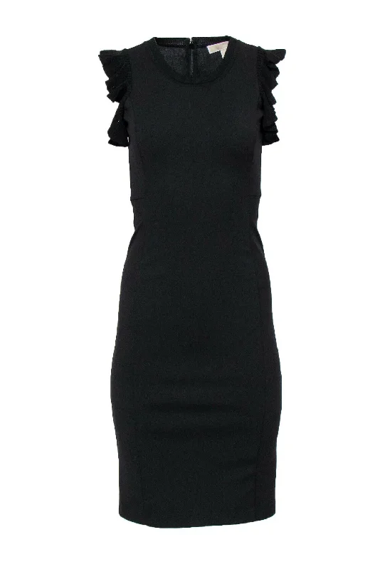 Michael Michael Kors - Black Bodycon Dress w/ Ruffle Sleeves Sz XS Bodycon Evening Gown