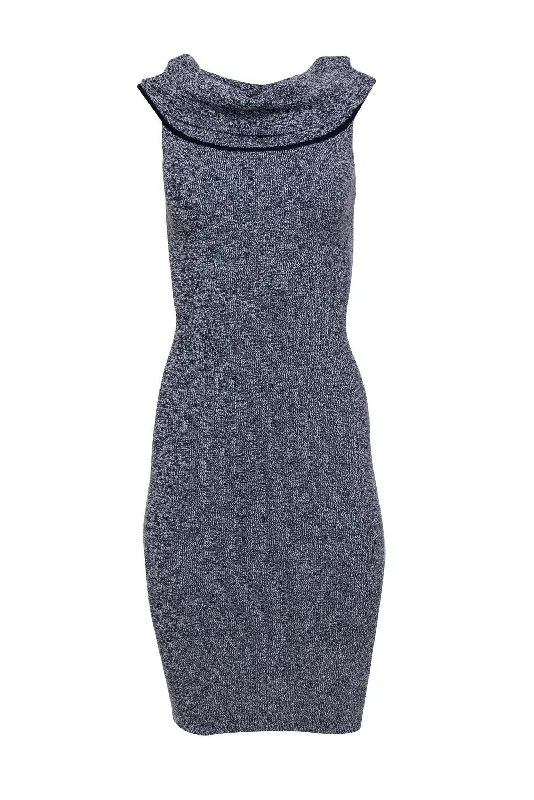 Michael Michael Kors - Navy & White Speckled Knit Off-the-Shoulder Bodycon Dress Sz XXS Bodycon Dress Night