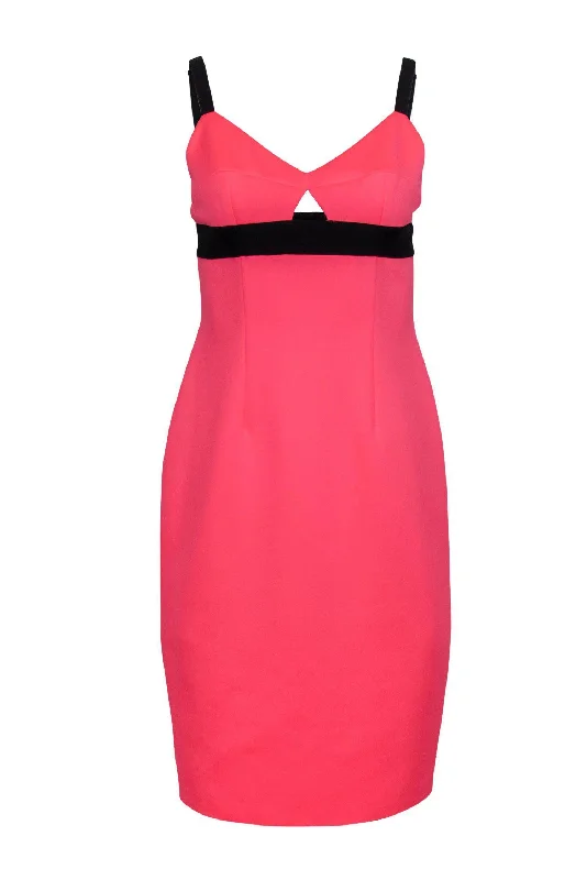 Milly - Neon Pink Sleeveless Bodycon Dress w/ Cutout Sz 8 Stretch Bodycon Dress