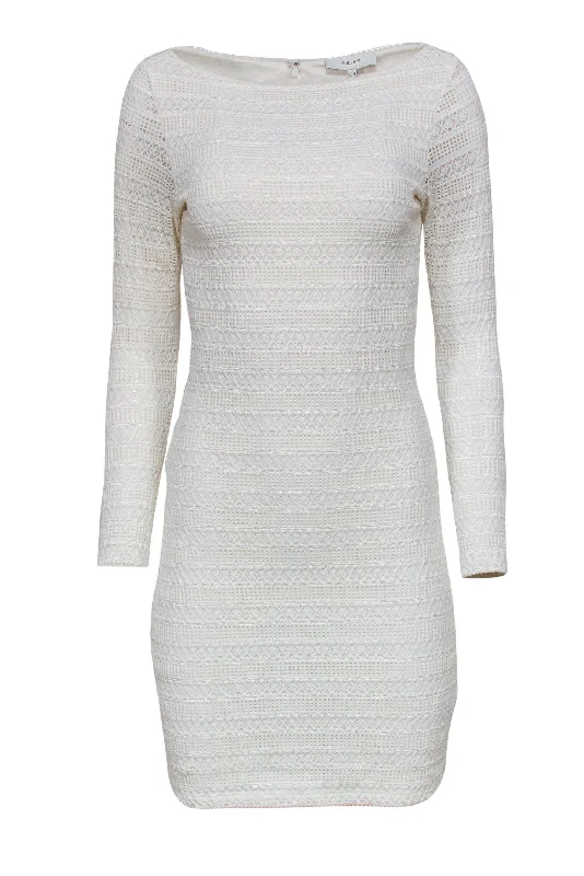 Reiss - White Lace Long Sleeve Bodycon Dress Sz 4 Sweetheart Bodycon Dress