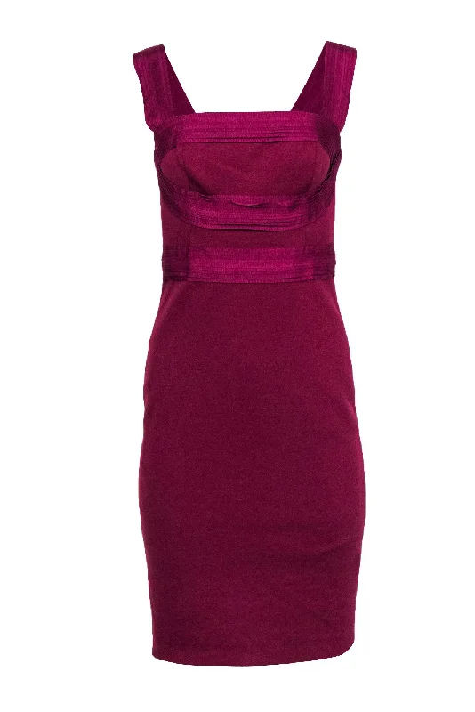 Robert Rodriguez - Magenta Bodycon Dress w/ Ruffle Trim Sz 4 Slim Fit Dress