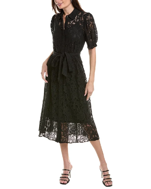 Anne Klein Corded Lace Shirtdress Midi Shirt Dress