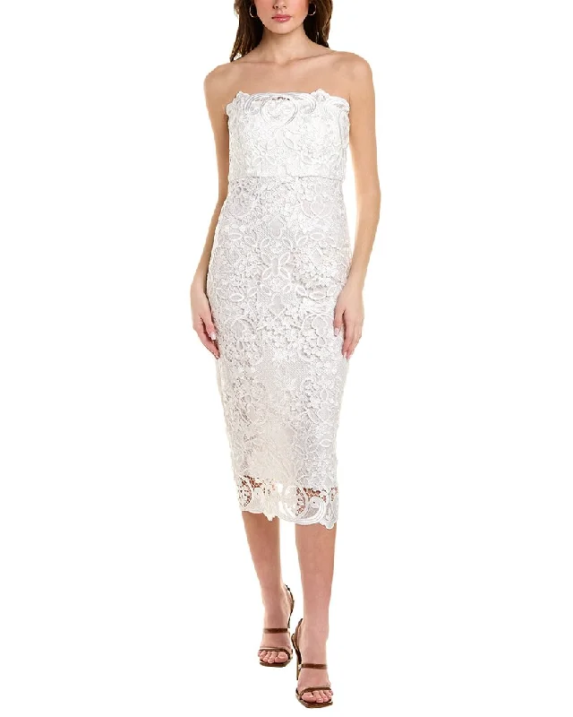 Badgley Mischka Lace Midi Column Dress Silk Midi Skirt