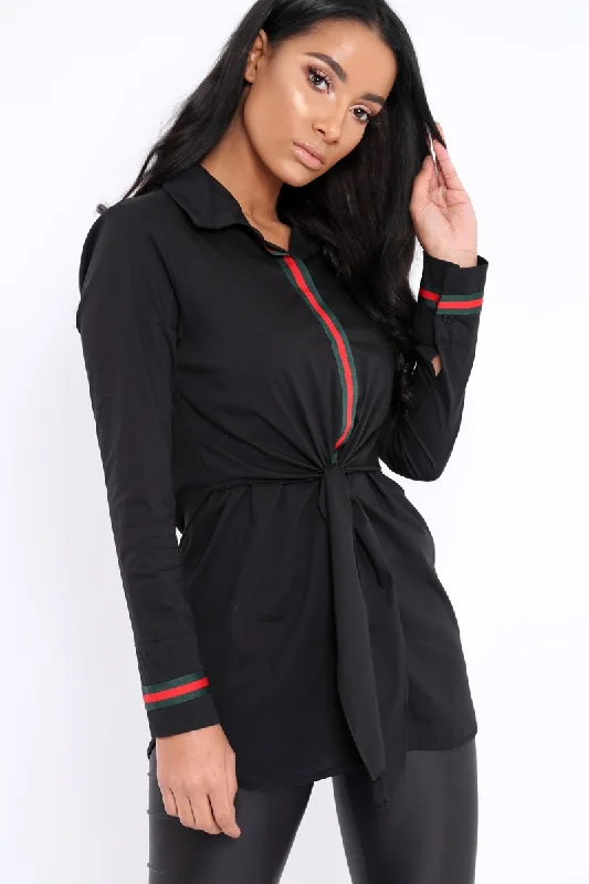 Black Stripe Shirt Dress - Idella Denim Shirt Dress