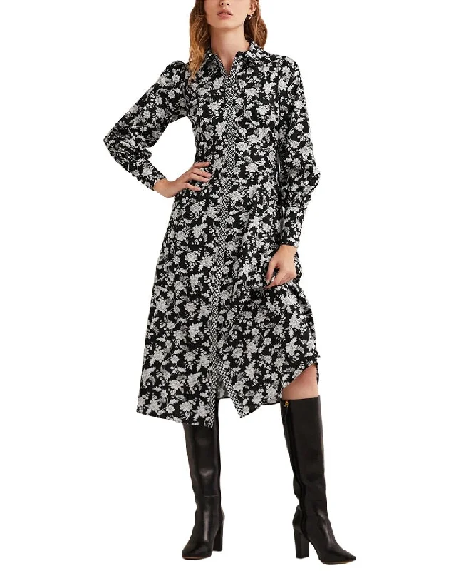 Boden Empire Midi Shirt Dress Warm Midi Skirt