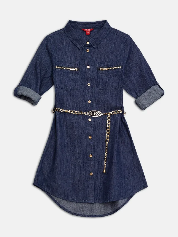 Elina Chambray Shirt Dress (7-14) Elegant Shirt Gown