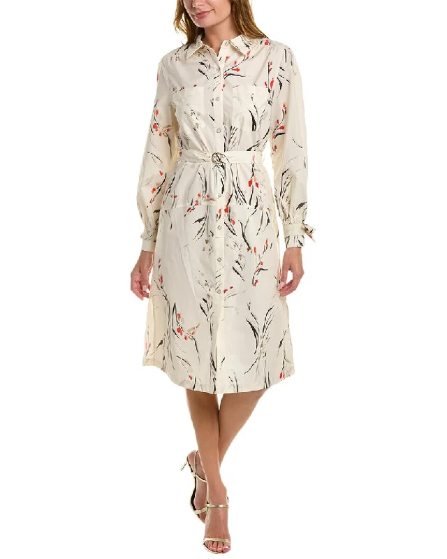 Marchesa Notte Printed Shirtdress Striped Shirt Dress