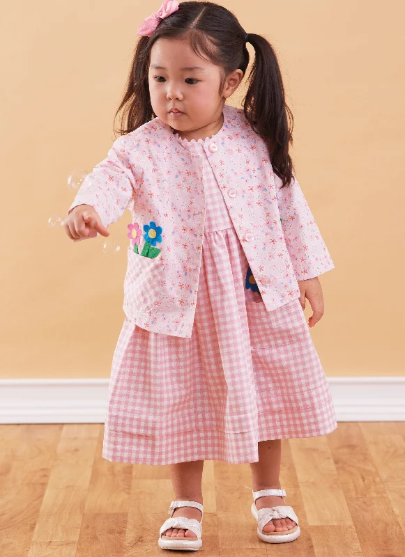 McCall's sewing pattern 8416 Toddlers' Romper, Dresses, Jacket and Shirt White Shirt Dress