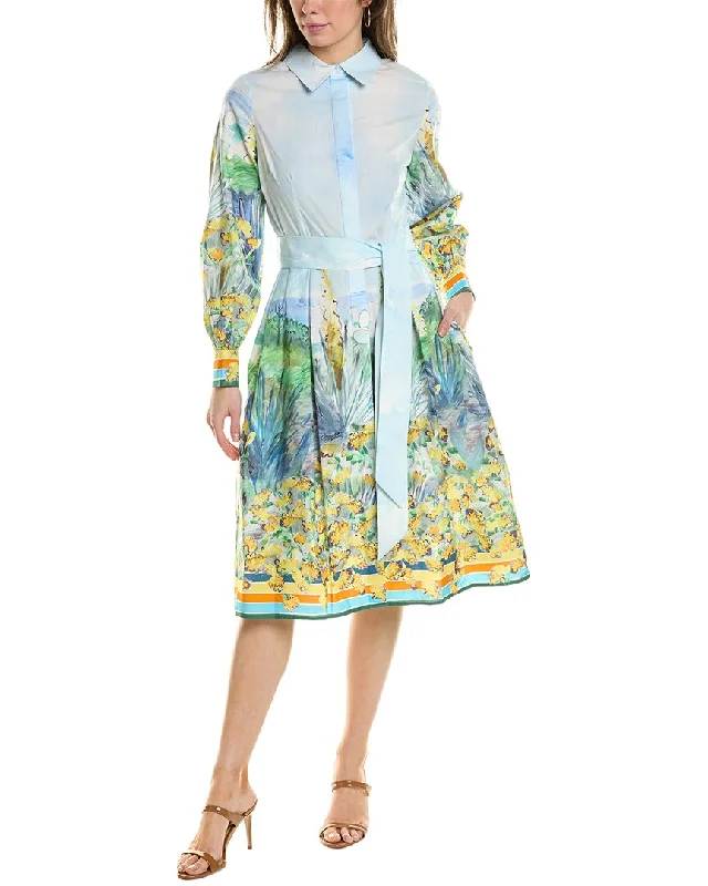 Teri Jon by Rickie Freeman Scenic Shirtdress Wrap Shirt Dress