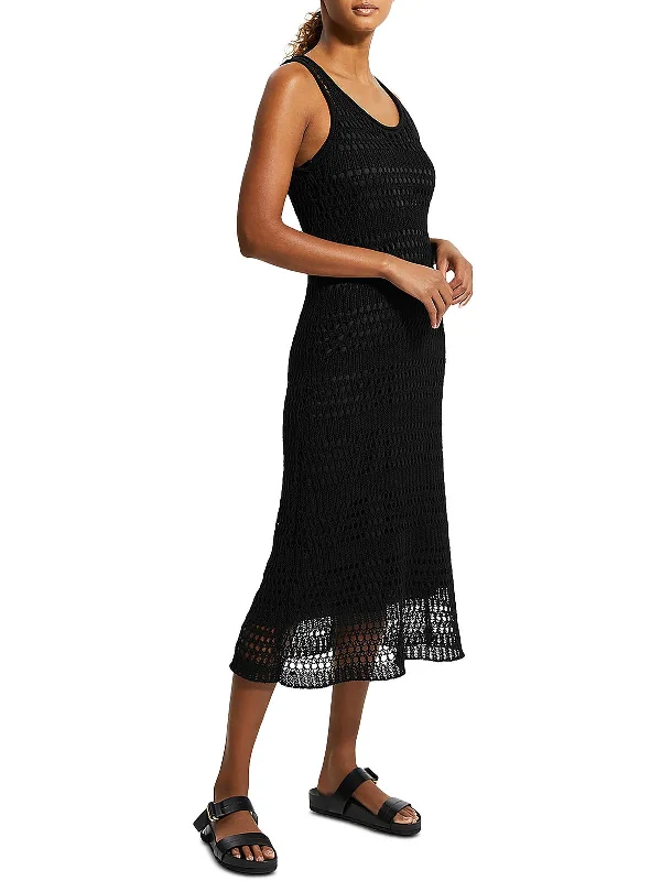 Womens Crochet Tea Length Midi Dress Wrap Midi Skirt